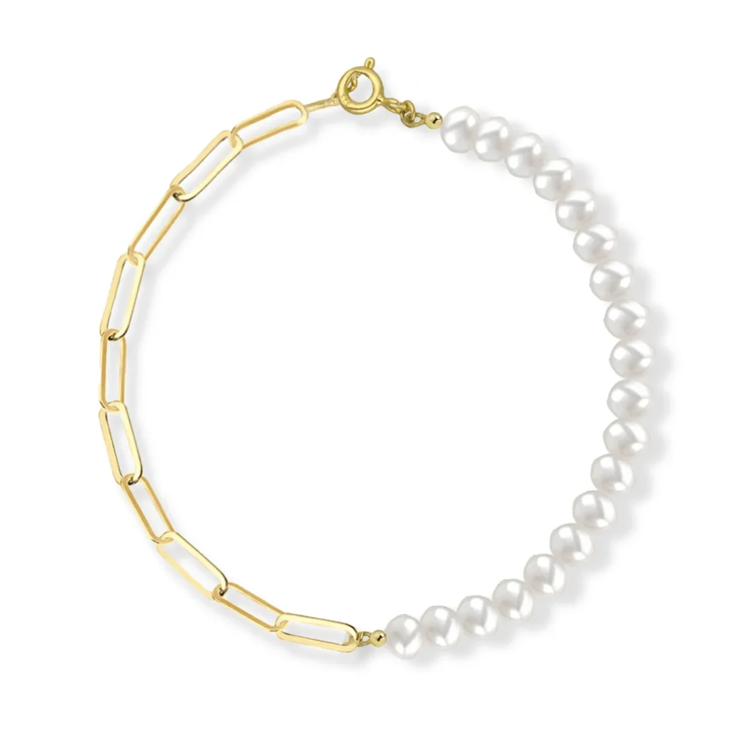 Bransoletka spinacz z perłami