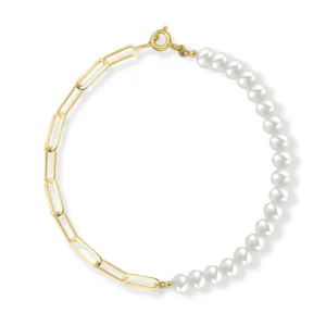 Bransoletka spinacz z perłami