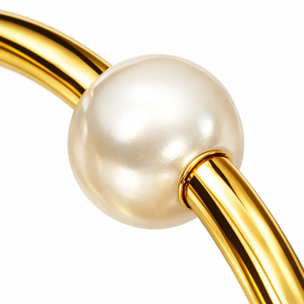 Bransoletka pozłacana sztywna z perłą